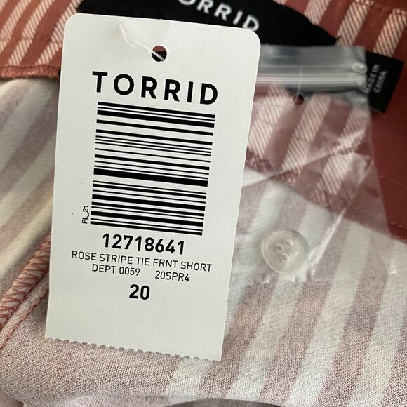 Torrid Self Tie Mid Short Stripe Dusty Rose Polyester NWT‎ Women's Size 20 - Picture 8 of 10